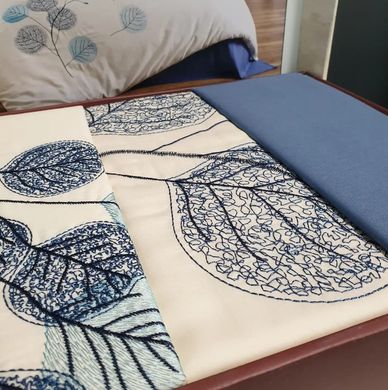 Фото Комплект постельного белья с вышивкой Сатин Delux Zeron Синий Лес