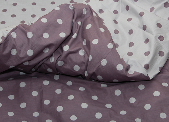 Фото Комплект постельного белья ТМ TAG Сатин Фиолетовые Горошки