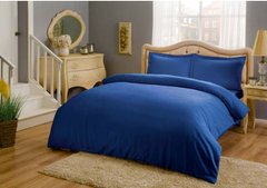 Фото Однотонное постельное белье TAC Сатин 100% Хлопок Premium Basic Saks Синее