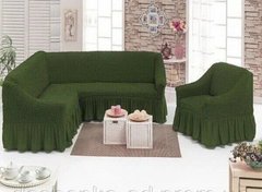 Фото Чехол для углового дивана + кресло с юбкой Turkey № 4 Зеленый
