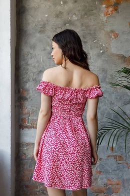 Фото Малинова міні сукня в квітковий принт з софту 133/23 малина