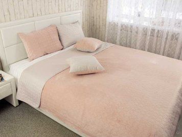 Фото Двостороннє велюрове покривало стьобане Руно Velour Almond Мигдаль 360.55_Almond