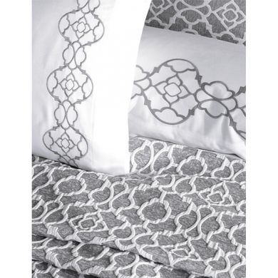 Фото Комплект постельного белья + Покрывало Dantela Vita Victoria Сатин Премиум с Вышивкой Серый