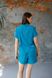 Фото №5 из 9 товара Женская штапельная пижама Шорты + Рубашка Бирюзовая