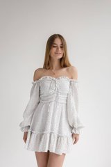 Фото Муслиновое платье с длинным рукавом Белое в горошек