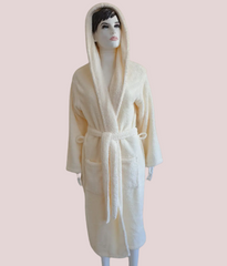 Фото Жіночий довгий махровий халат с каптуром Welsoft Zeron Персиковий