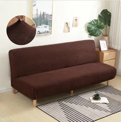 Фото Коричневый трикотажный чехол на диван без подлокотников