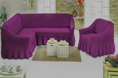 Фото Чехол для углового дивана + кресло с юбкой Turkey № 8 Фиолетовый
