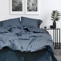 Фото Комплект постельного белья Viluta Tiare Сатин Страйп № 67 Серый Антрацит