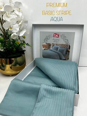 Фото Комплект постельного белья TAC сатин Premium Basic Stripe Aqua