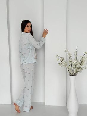 Фото Женская муслиновая пижама Брюки + Рубашка Листочки