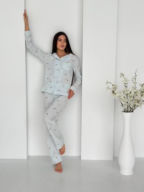 Фото Женская муслиновая пижама Брюки + Рубашка Листочки