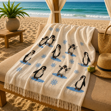 Фото Пляжный муслиновый пештемаль 100% Хлопок Aurelia Muslin Penguin