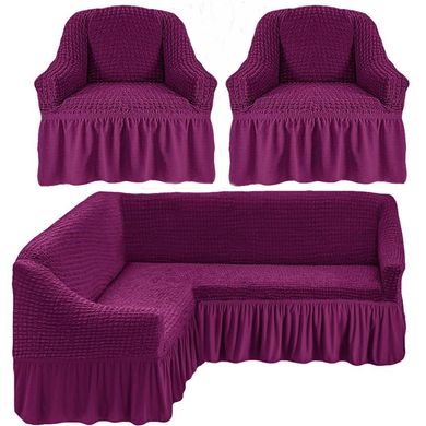 Фото Чохол для кутового дивана + крісло з спідницею Turkey № 8 Фіолетовий