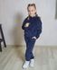 Фото №1 из 9 товара Дитячий спортивный велюровый костюм на молнии с капюшоном Синий 300