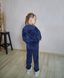 Фото №2 из 9 товара Дитячий спортивный велюровый костюм на молнии с капюшоном Синий 300