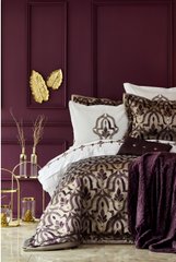 Фото Постельное белье + Покрывало + Плед Karaca Home Morocco purple-Gold Золотистый