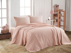 Фото Комплект постельного белья Трикотаж 100% Хлопок Modalita с вафельным покрывалом Pudra Розовый