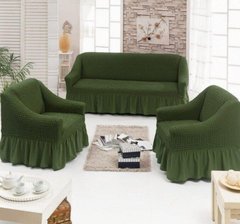 Фото Чохол для 2-х-3-х містного дивана + 2 крісла з спідницею Turkey № 4 Зелений