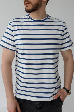 Фото Чоловіча базова футболка 100% Бавовна в синю смужку 079/22 синя смужка