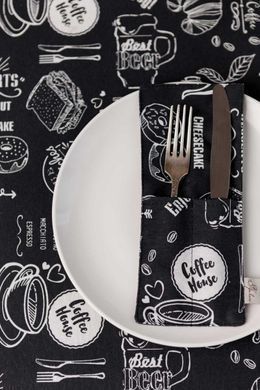 Фото Прямокутна бавовняна скатертина Breakfast Black 039621 039623 039619 039661 039617