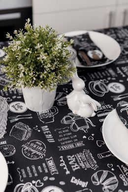 Фото Прямокутна бавовняна скатертина Breakfast Black 039621 039623 039619 039661 039617