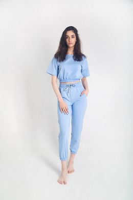 Фото Жіночий костюм з футболкою та джогерами прогулянковий Блакитний 609