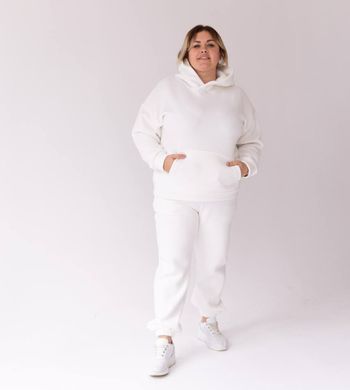 Фото Теплий жіночий спортивний костюм Футер на флісі Молочний 063/21 молочний