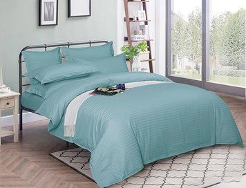 Фото Комплект постільної білизни ТМ Tag Satin Stripe 100% Бавовна Морська Хвиля ST-1045 TAG stripe-062