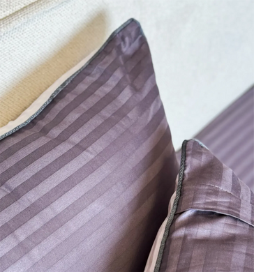 Фото Сатиновая наволочка на подушку Сатин Страйп Boston Anthracite Stripe Темно-серая