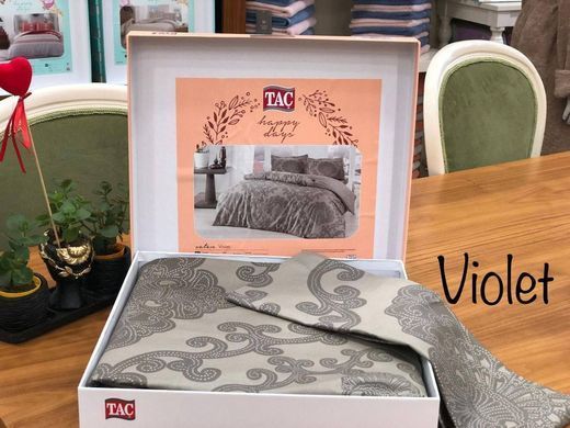 Фото Комплект постільної білизни TAC 100% Бавовна Сатин Violet Khaki Хакі р-60266614