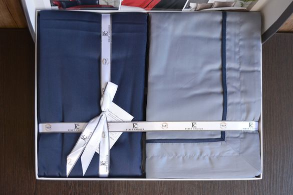 Фото Сатинова постільна білизна First Choice Deluxe Satin Dark Serenity Dark Grey-Navy Blue 31453