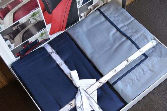 Фото Сатинова постільна білизна First Choice Deluxe Satin Dark Serenity Dark Grey-Navy Blue 31453