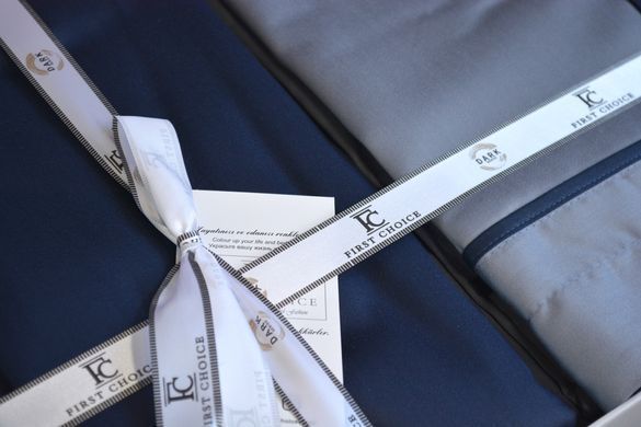 Фото Сатинова постільна білизна First Choice Deluxe Satin Dark Serenity Dark Grey-Navy Blue 31453