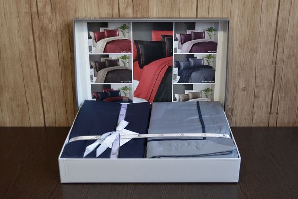 Фото Сатинова постільна білизна First Choice Deluxe Satin Dark Serenity Dark Grey-Navy Blue 31453