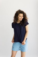 Фото Базова жіноча футболка 100% Бавовна Темно-синя 049/21 Темно Синій