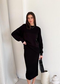 Фото Женская вязаная трикотажная юбка меди Katrin Черная
