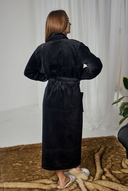 Фото Довгий жіночий теплий халат Шаль Welsoft Чорний 1020
