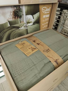 Фото Однотонное постельное белье 100% Хлопок Sikel Muslin Patara Yesil