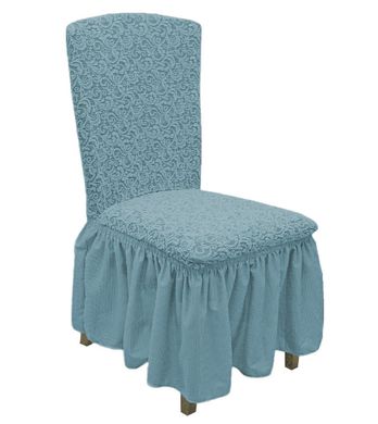 Фото Набор жаккардовых чехлов на стулья с юбкой Мятный 6 шт
