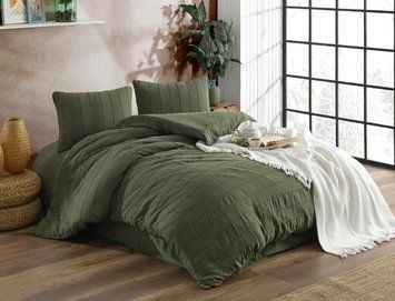 Фото Однотонное постельное белье 100% Хлопок Sikel Muslin Patara Yesil