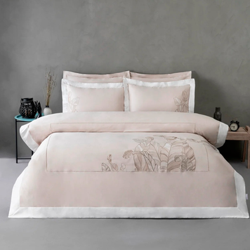 Фото Комплект постільної білизни з вишивкою Dantela Vita Satin Digital Feel Bej 41475