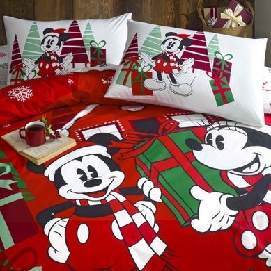 Фото Новогодний комплект постельного белья TAC Ранфорс Disney M&M Christmas Минни Микки
