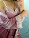Фото №6 из 9 товара Женский набор-двойка с кружевом Халат + Рубашка Королевский Бархат Розовая Пудра