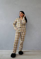 Фото Жіночий домашній костюм-піжама 100% Бавовна Штани + Сорочка Гірчична 030-14-11 Жовтий