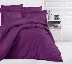 Фото Комплект постельного белья ТМ Tag Satin Stripe 100% Хлопок Фиолетовый Тёмный ST-1055