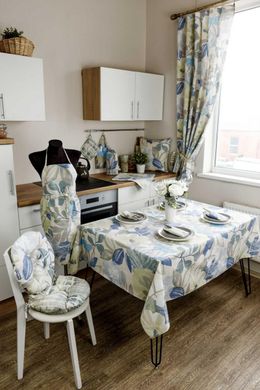Фото Комплект бавовняних штор для кухні Прованс Блакитні Квіти