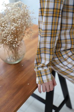 Фото Жіночий домашній костюм-піжама 100% Бавовна Штани + Сорочка Гірчична 030-14-11 Жовтий