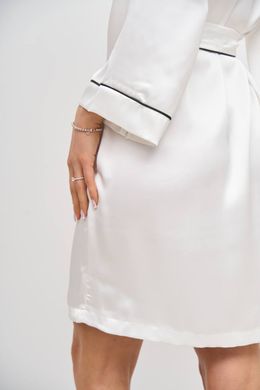 Фото Женский шелковый халат-кимоно с кантом Белый