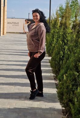 Фото Жіночий спортивний велюровий костюм на блискавці Шоколадний Капучино 612